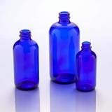 Blue boston round glass bottles