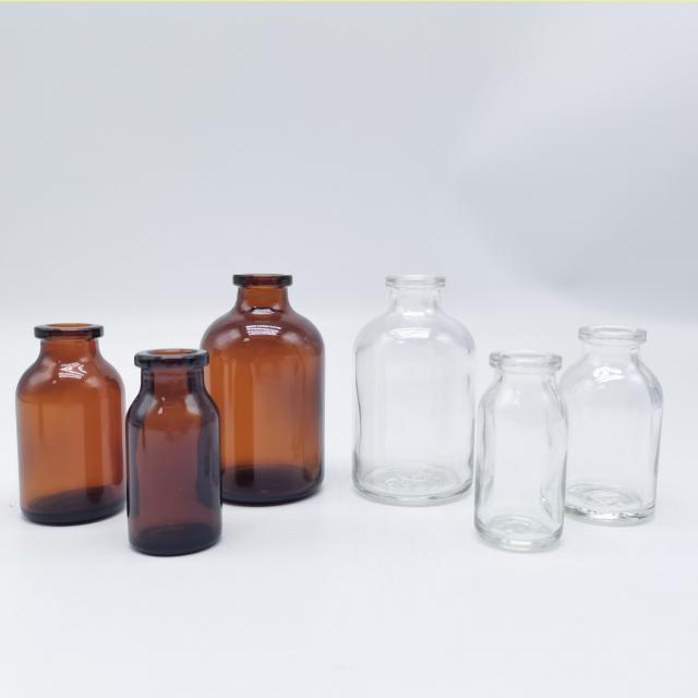 Moulded amber and clear medical glass bottle 7 / 10 / 20 / 30 / 50 / 100 ml