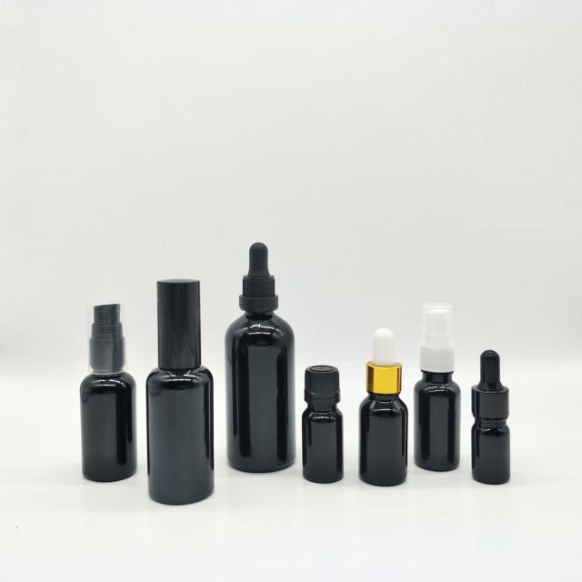 Black essential oil glass bottles 5 / 10 / 15 / 20 / 30 / 50 / 100 ml