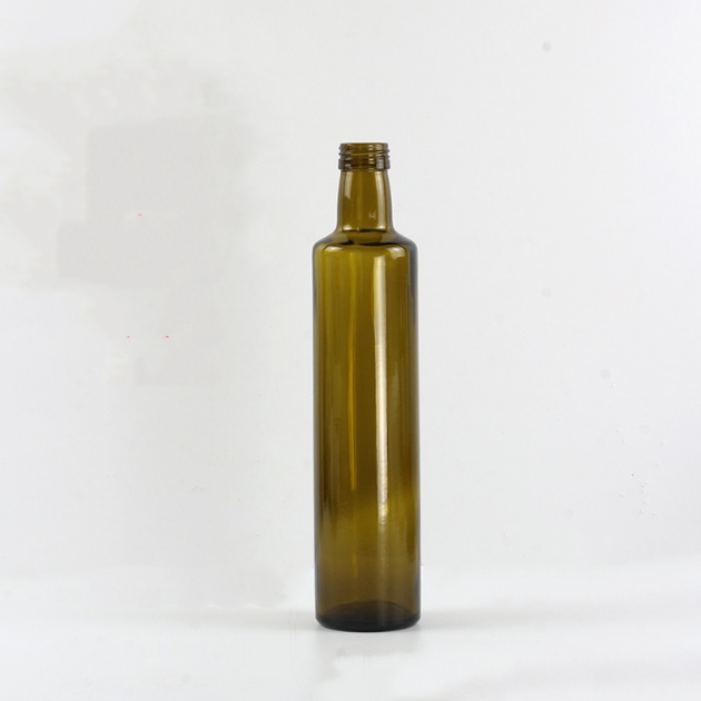 Round brown olive oil glass bottle 500 ml