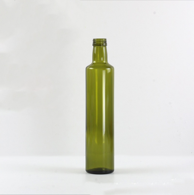 Round green olive oil glass bottle 500 ml