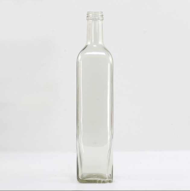 Square clear olive oil glass bottle 750 ml