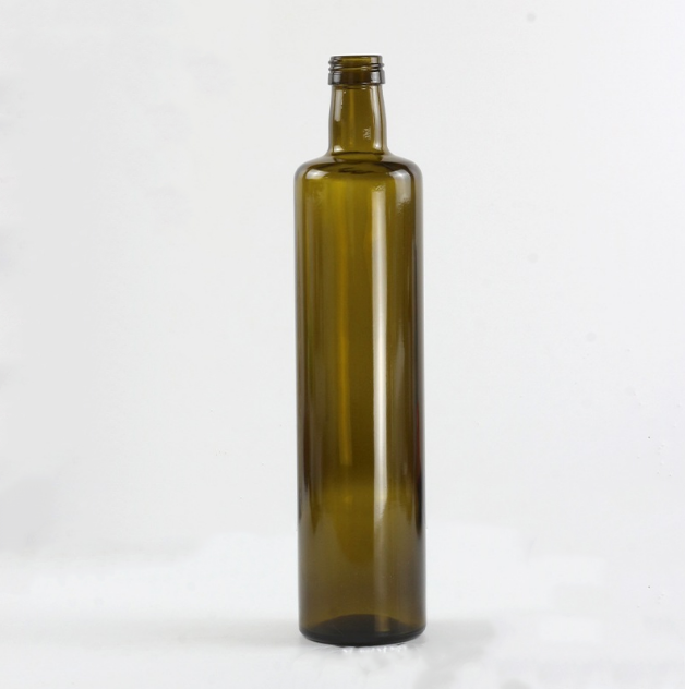 Round brown olive oil glass bottle 750 ml