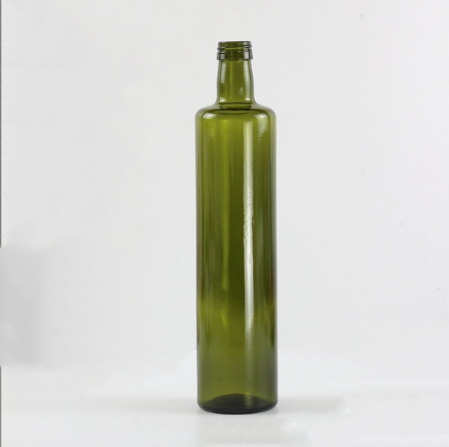Round green olive oil glass bottle 750 ml