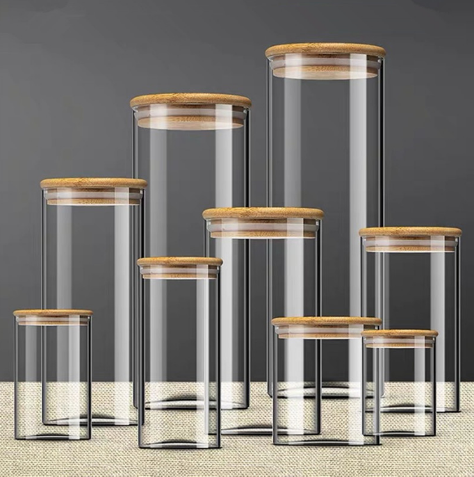 High borosilicate glass storage jar 150–1500 ml