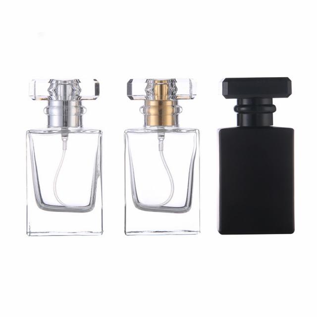 Square glass bottle for perfume with spray pu 30 ml