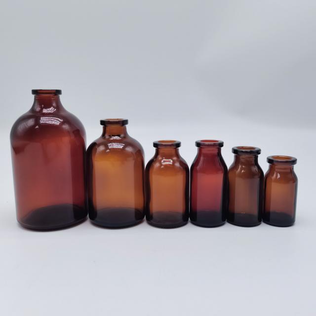 Amber moulded medical glass bottle 7 / 10 / 20 / 30 / 50 / 100 ml