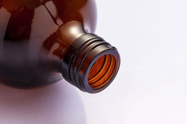Amber syrup glass boston bottles — 4