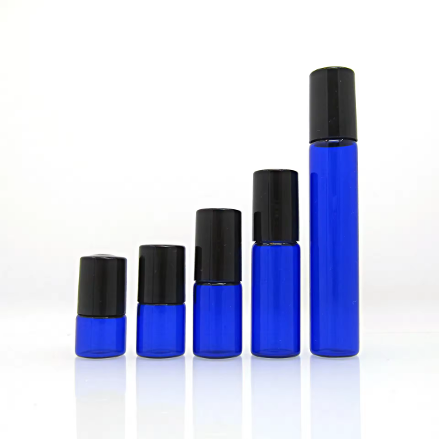 Blue essential oil roll-on glass bottle — 2