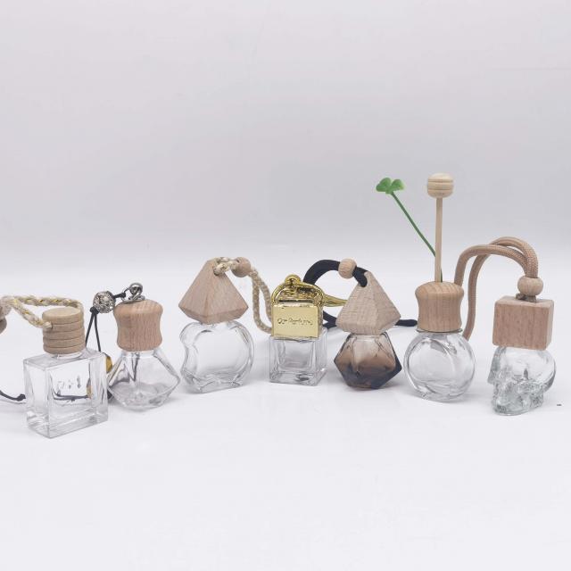 Car perfume glass bottles with wooden caps 10 ml
