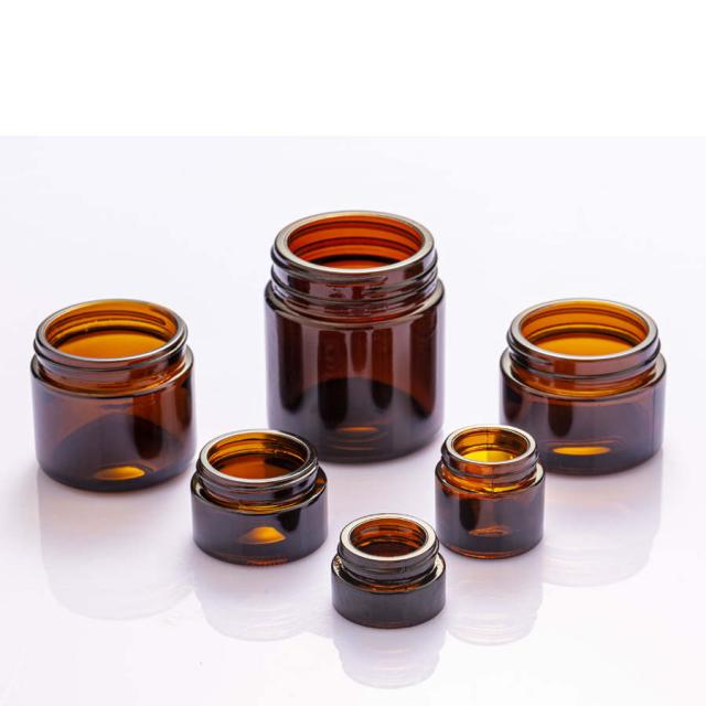 Amber cosmetic glass cream jar 5 / 7 / 10 / 15 / 20 / 30 / 50 / 100 / 200 g