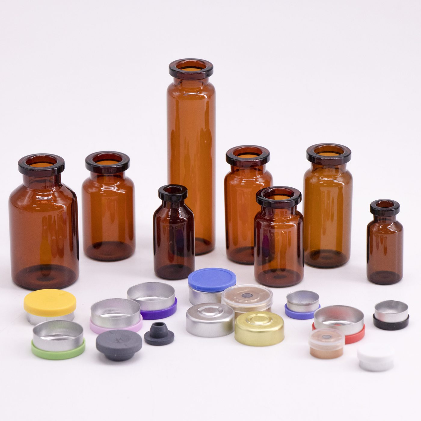 Clear amber tubular glass pharmaceutical injection vial — 2