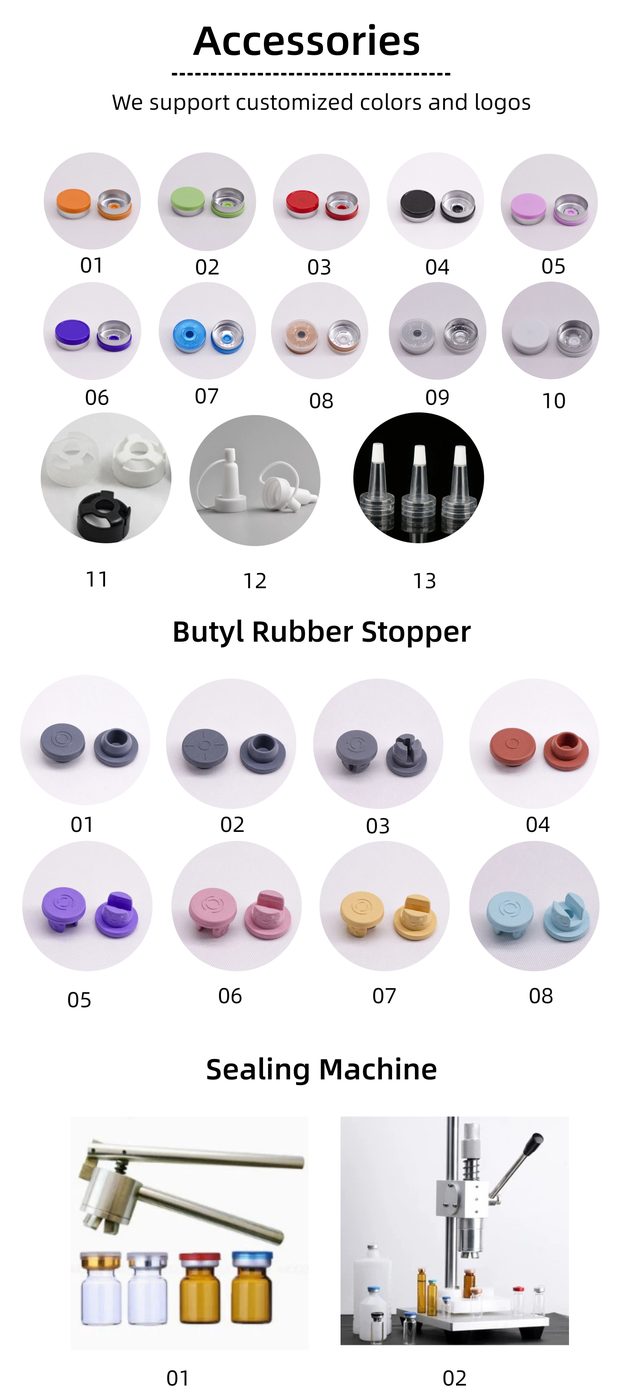 Clear amber tubular glass pharmaceutical injection vial — 5