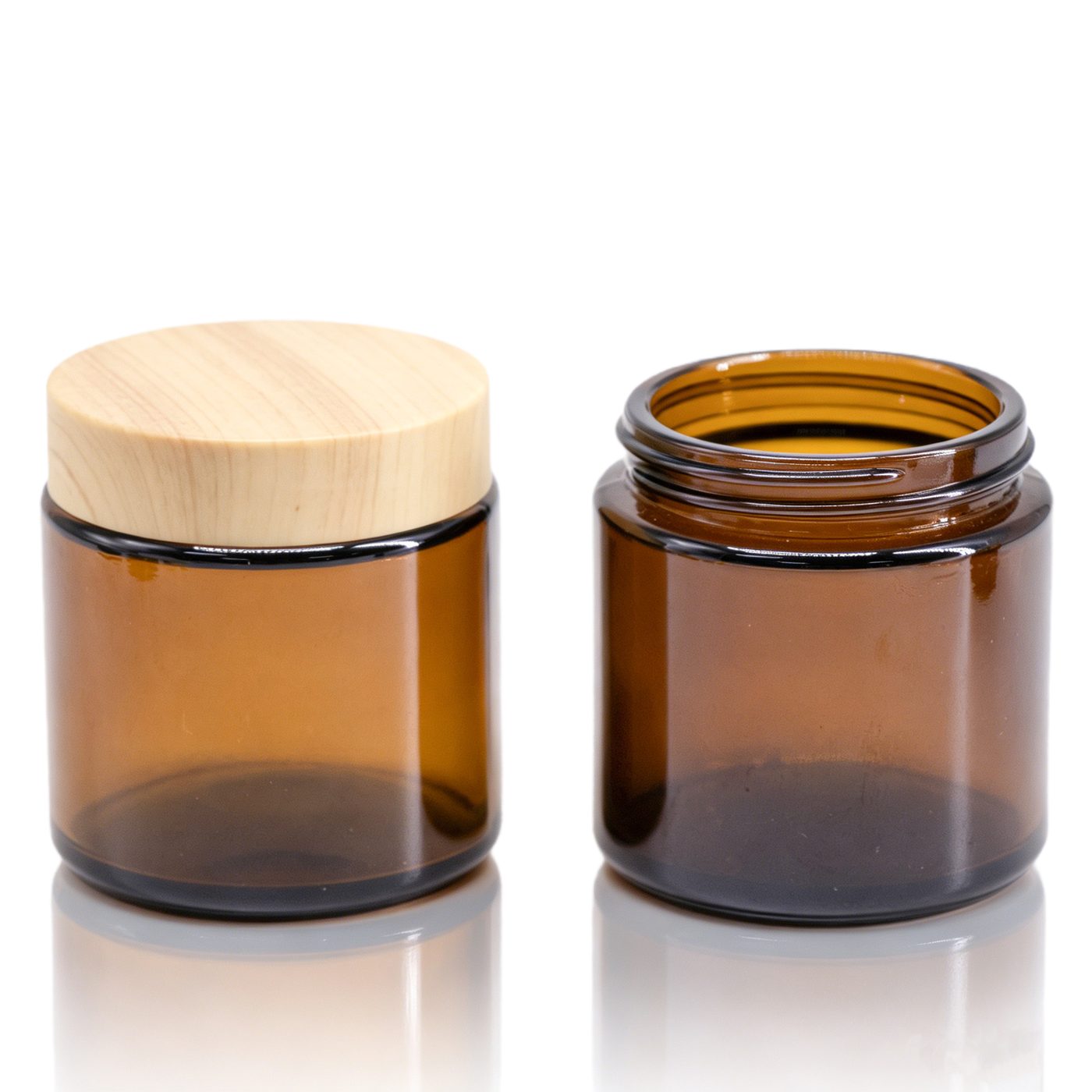 Amber cream jar with black lid — 5