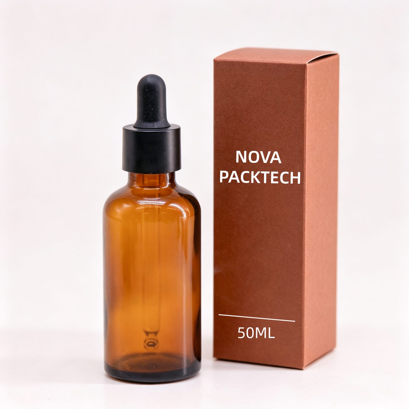 Amber essential oil bottle with dropper 50 ml