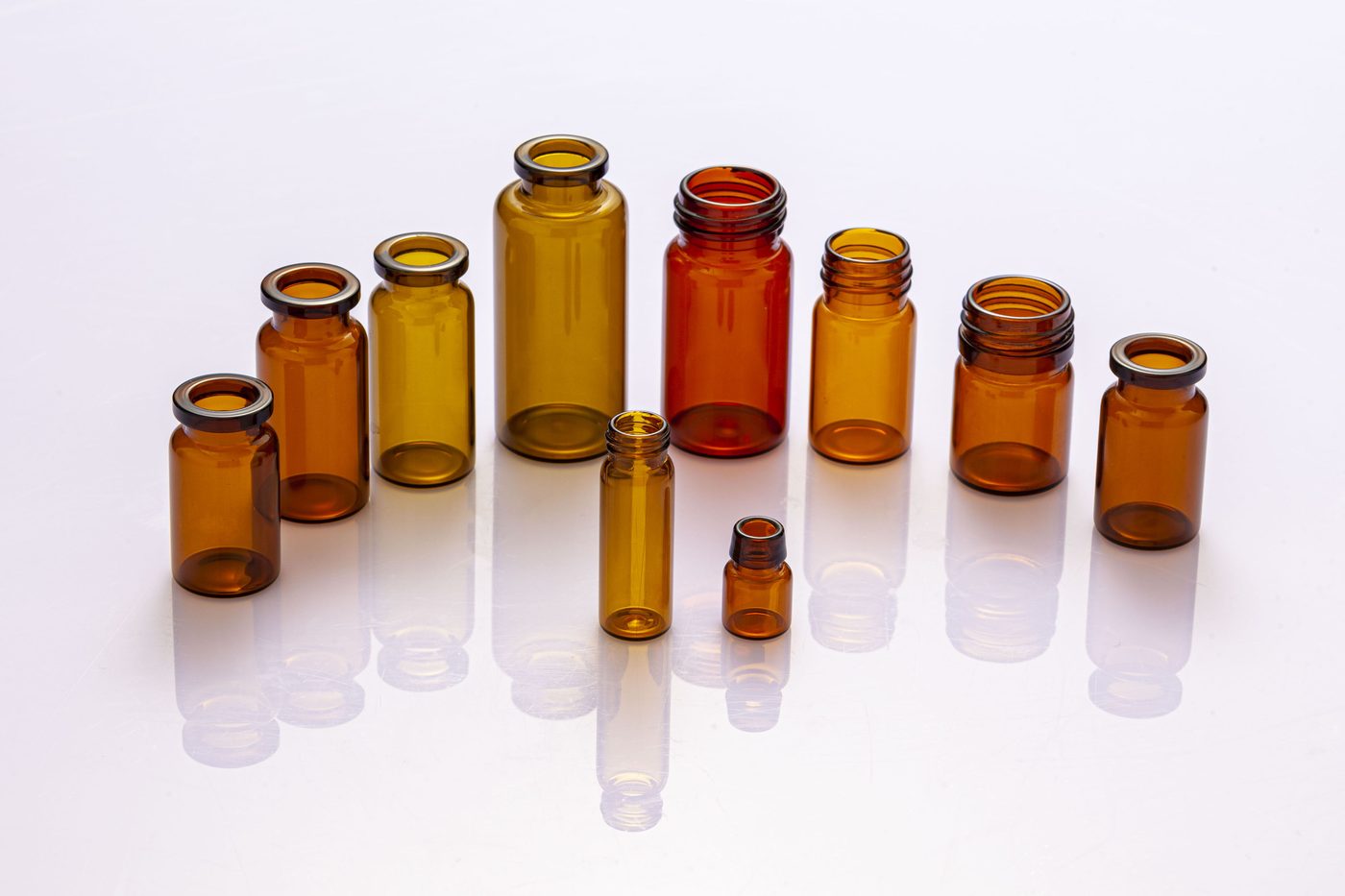 Amber tubular glass vials — 5