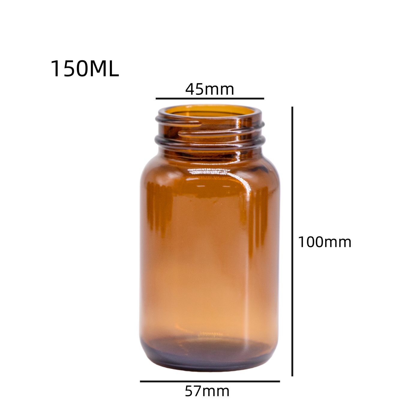 Amber wide-mouth glass jar 150 ml