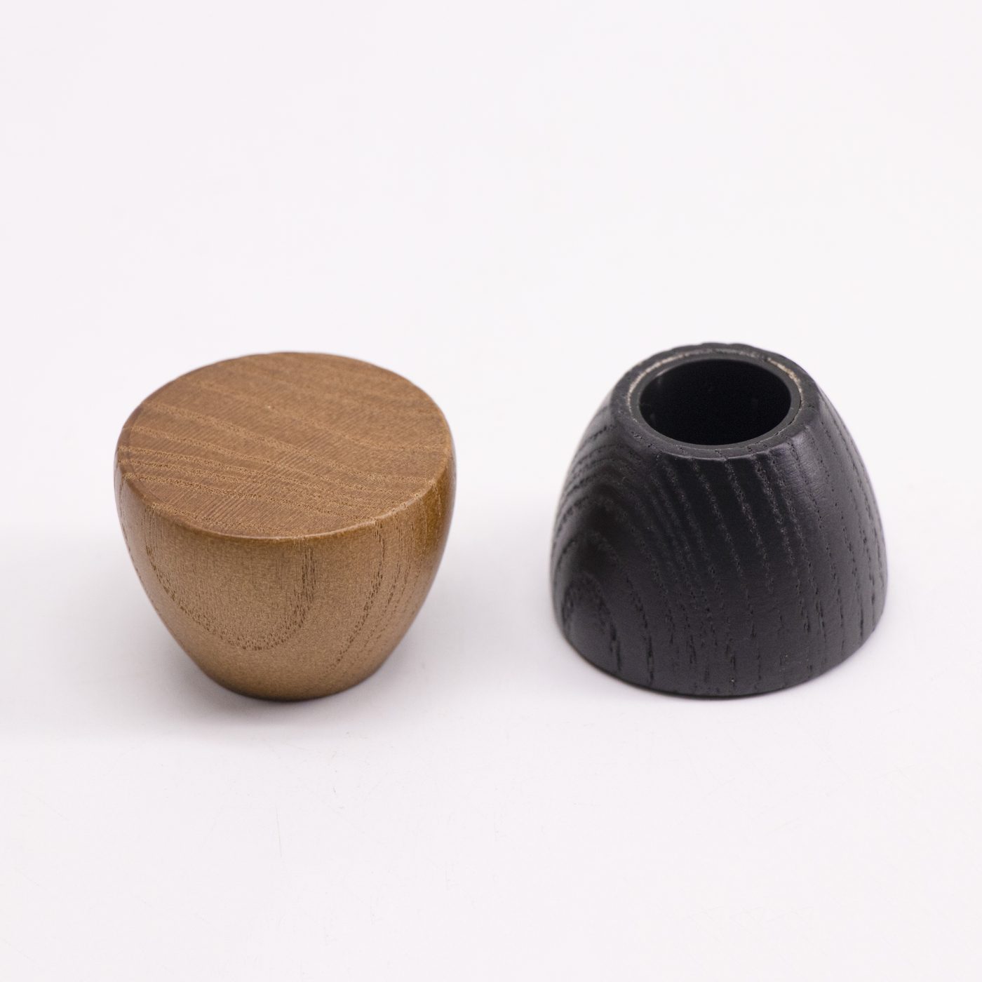 Bamboo and dark-wood caps 