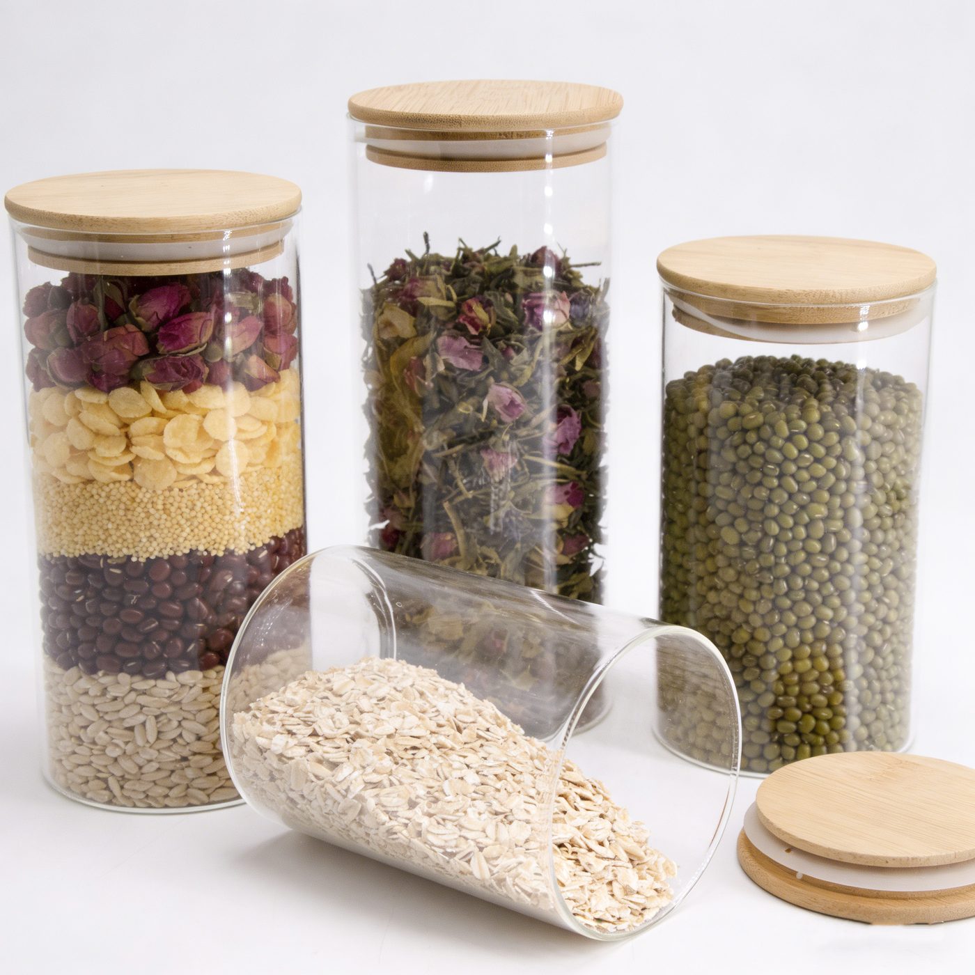 Borosilicate storage jars with bamboo lids — 3