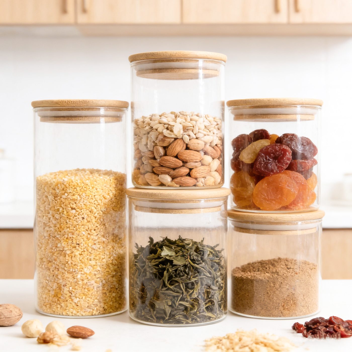 Borosilicate storage jars with bamboo lids — 4