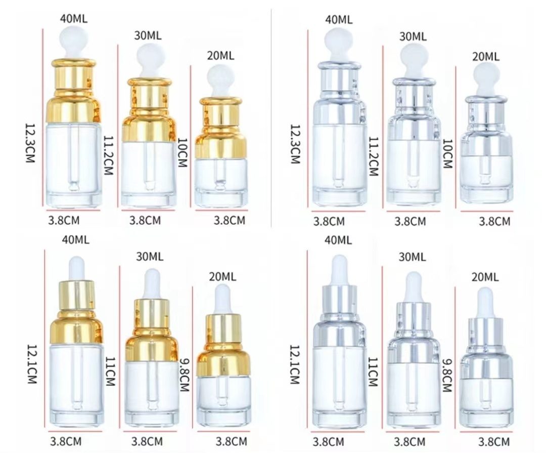 Dropper bottle with gold or silver collar — 2