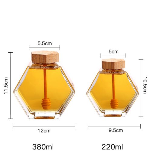 Hexagonal honey jar with bamboo lid — 2