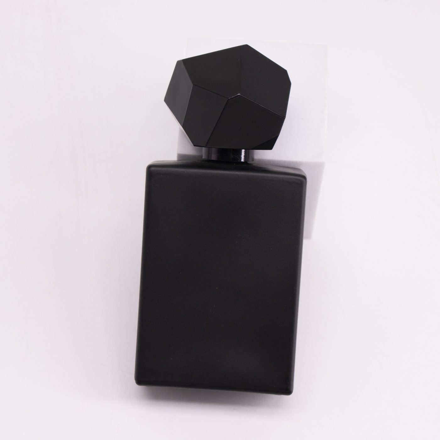 Matte black square perfume bottle — 3