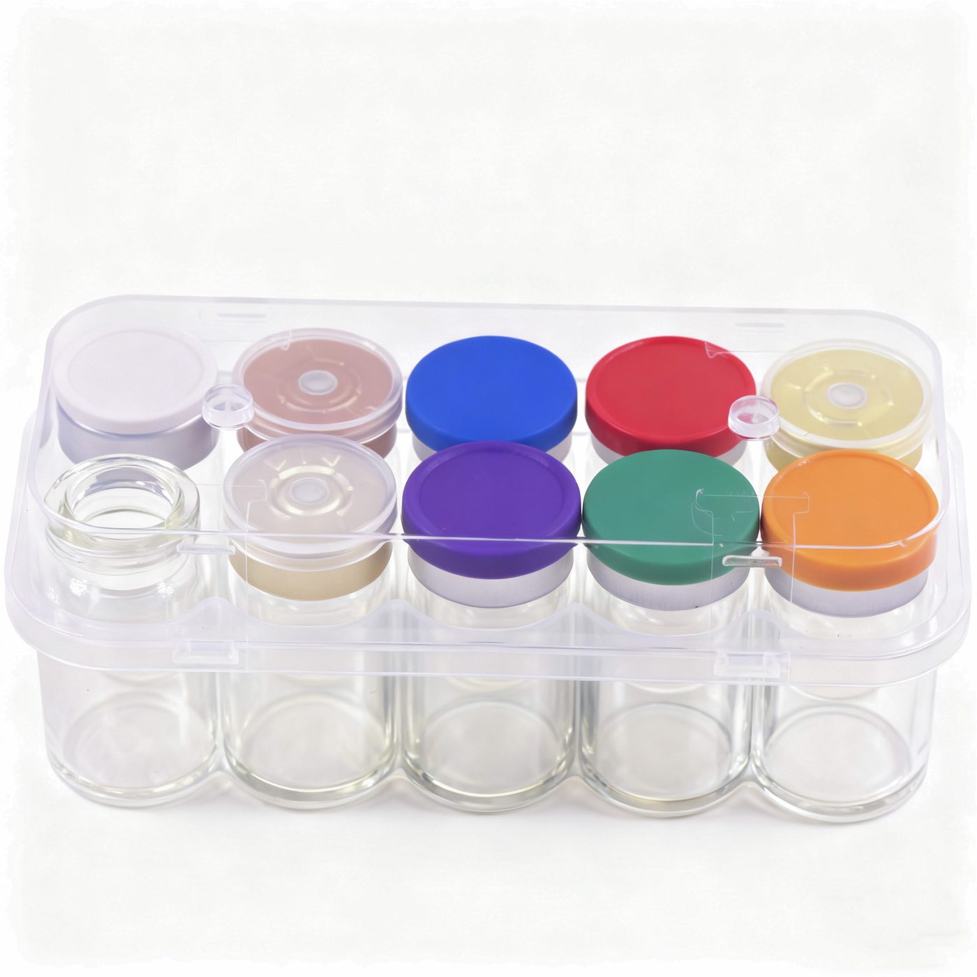 Tubular vials with coloured flip-off seals Clear / amber glass