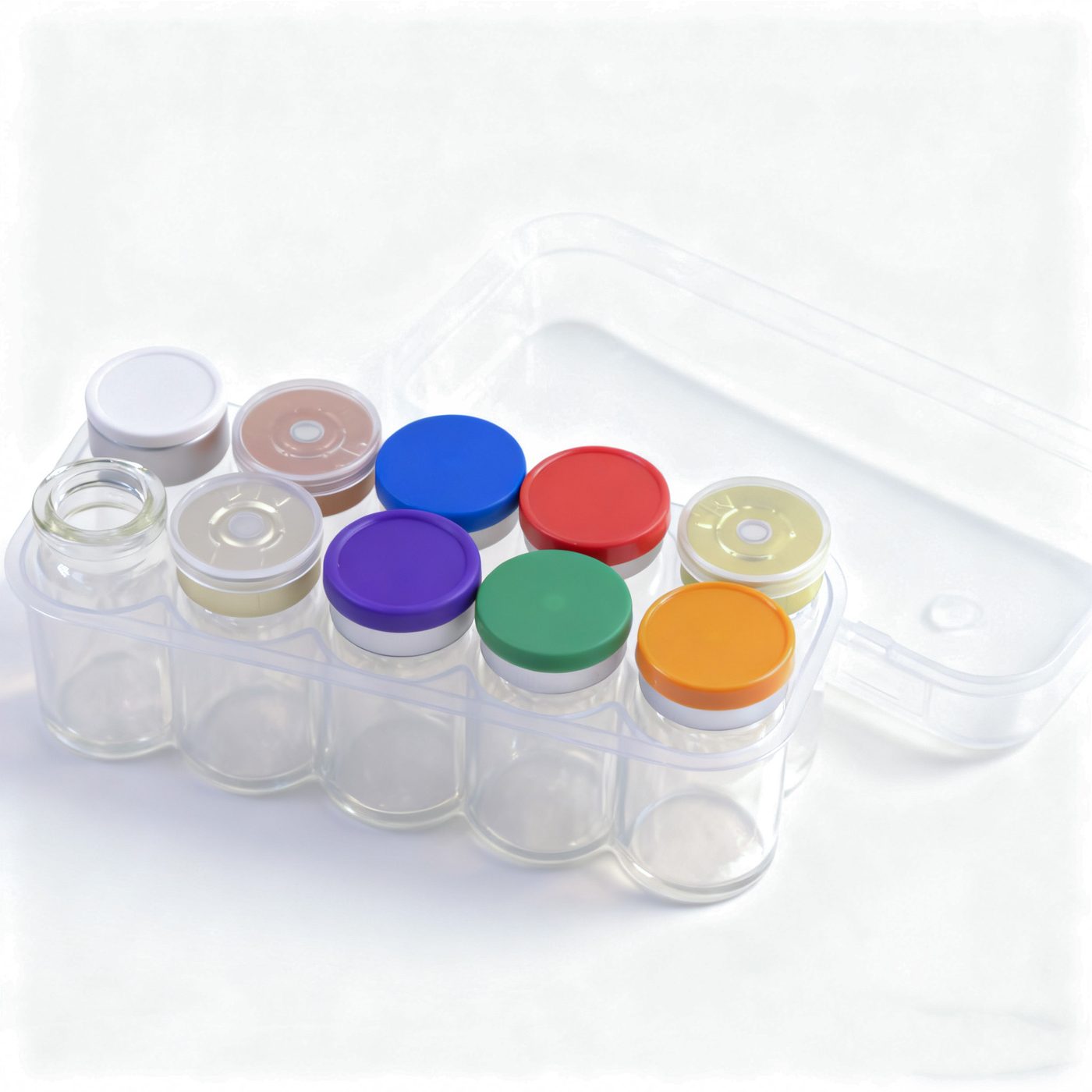 Tubular vials with coloured flip-off seals — 2